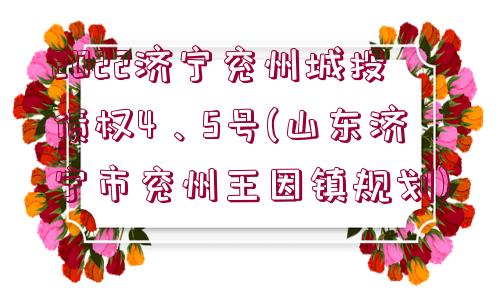 2022濟寧兗州城投債權4、5號(山東濟寧市兗州王因鎮規劃)