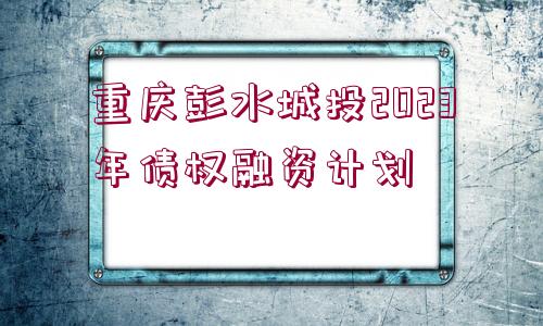 重慶彭水城投2023年債權融資計劃